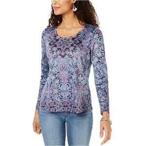 🌵NWT Style & Co. Women's Printed Cotton Top, Lily
